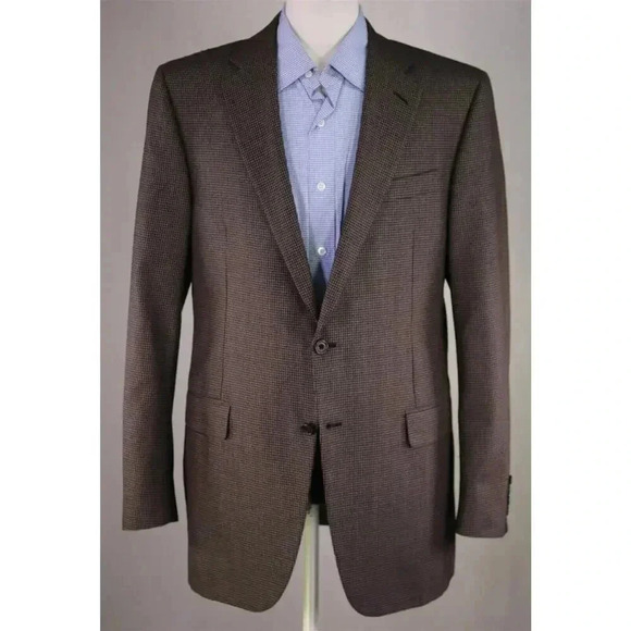 Hickey-Freeman Recent Legacy Brown/Black Woven 2-Btn Wool-Silk Sportcoat 42L - Picture 2 of 8